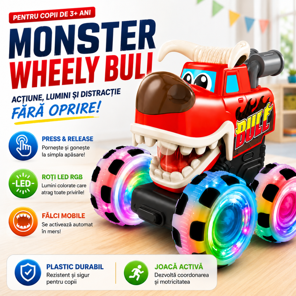 Masinuta Pentru Copii, KidProtect Monster Wheely Bull