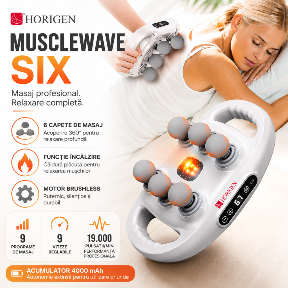 Aparat Pentru Masaj Profesional Cu 6 Capete Horigen MuscleWave Six