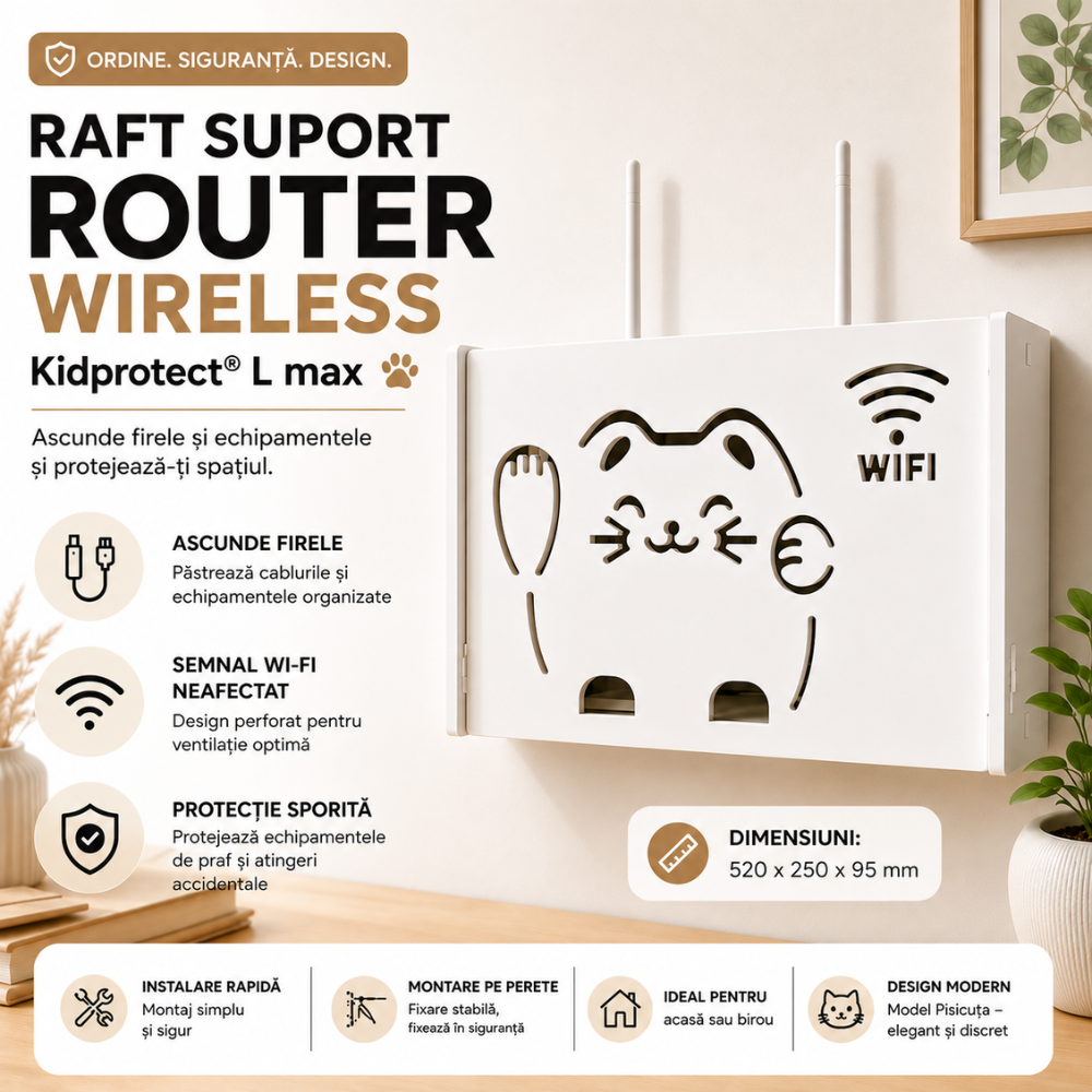 Raft Suport Router Wireless Kidprotect, L Max 520x250x95 mm