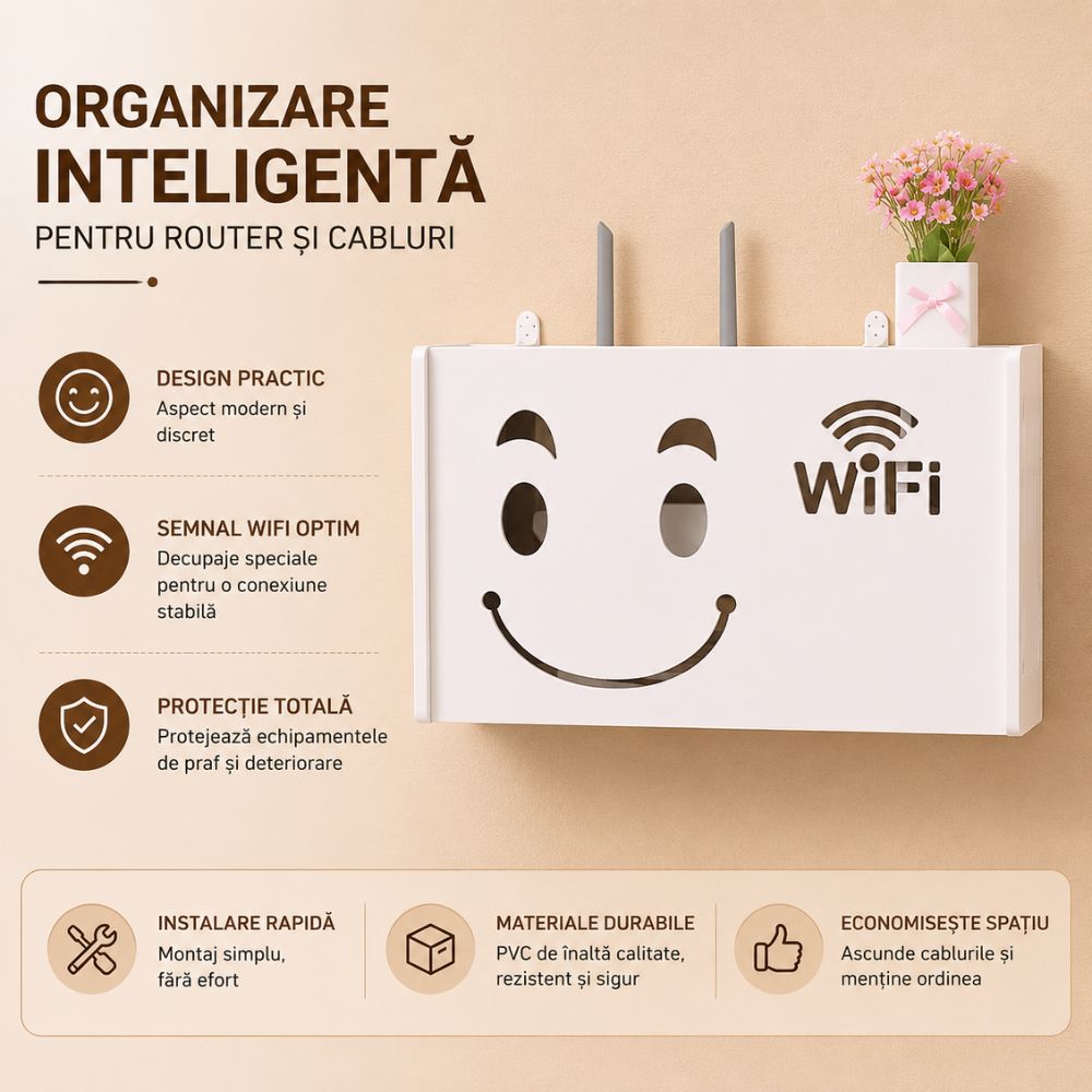 Raft Suport Router Wireless Kidprotect, L Max 520x250x95 mm
