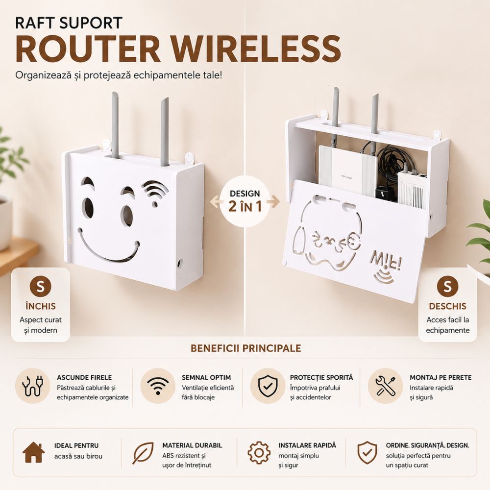 Raft Suport Router Wireless Kidprotect, L Max 520x250x95 mm