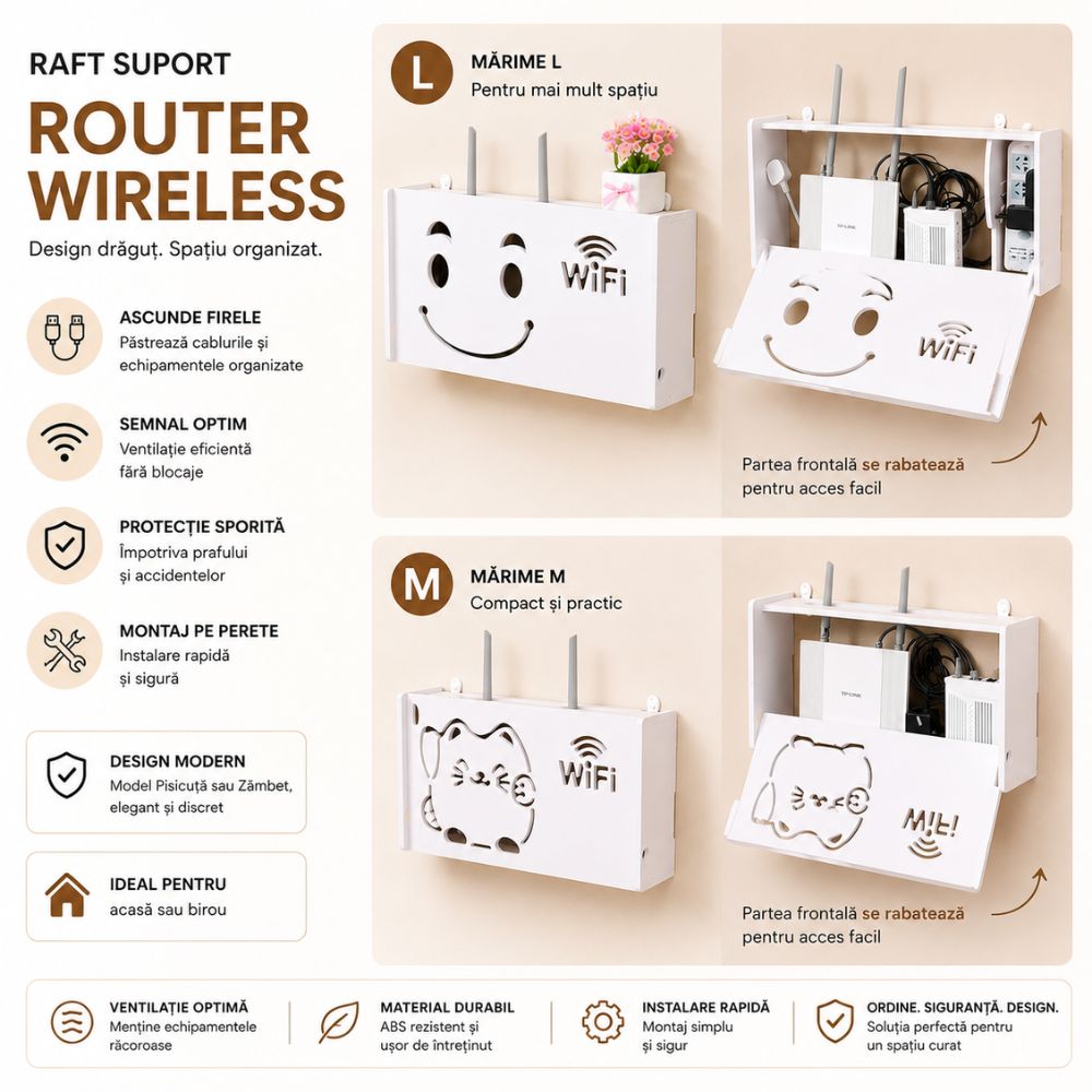 Raft Suport Router Wireless Kidprotect, L Max 520x250x95 mm