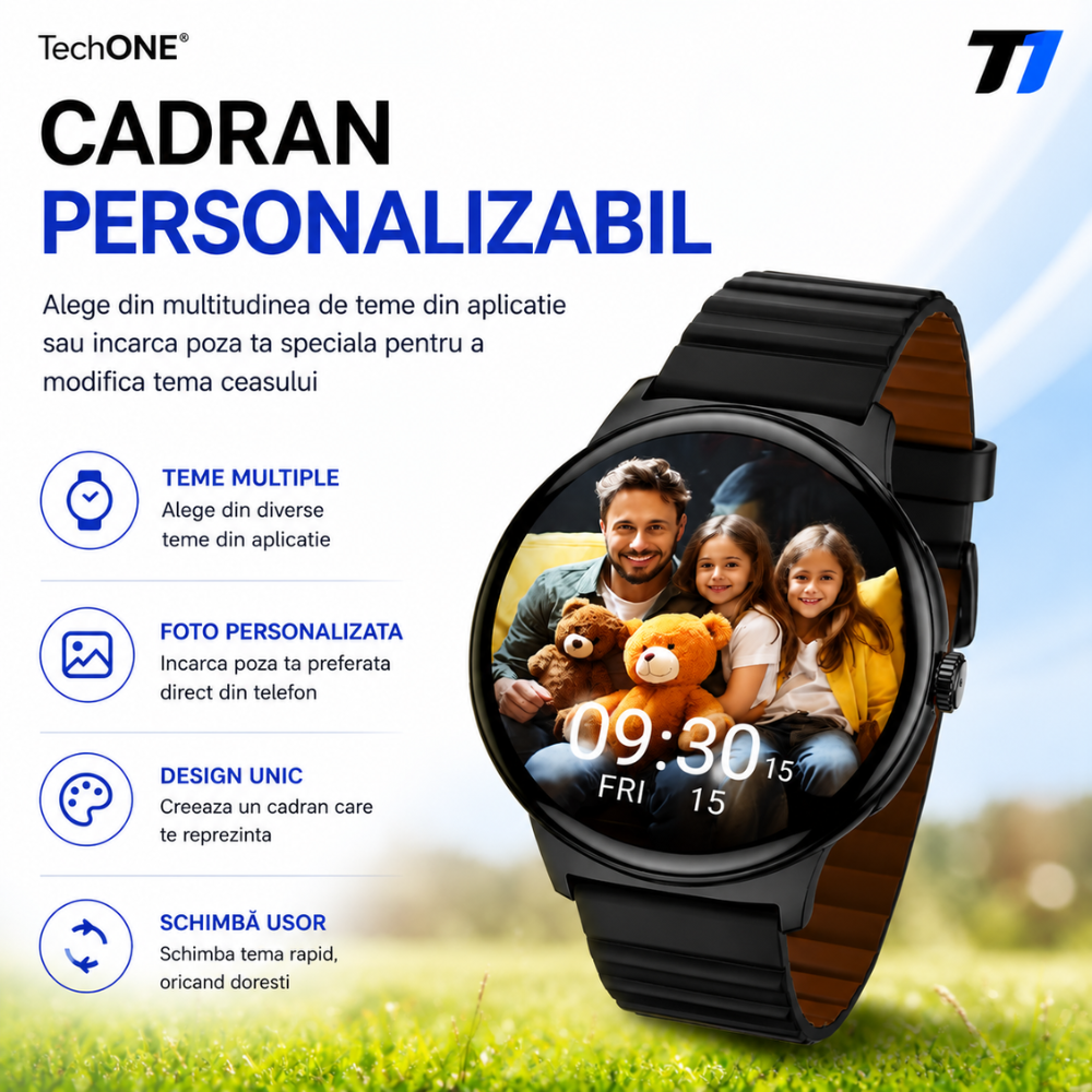 Ceas Smartwatch Barbati TechONE NeoWrist Plus, Negru