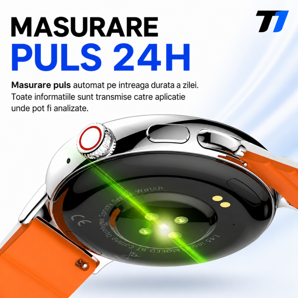 Ceas Smartwatch Barbati TechONE NeoWrist Plus, Negru