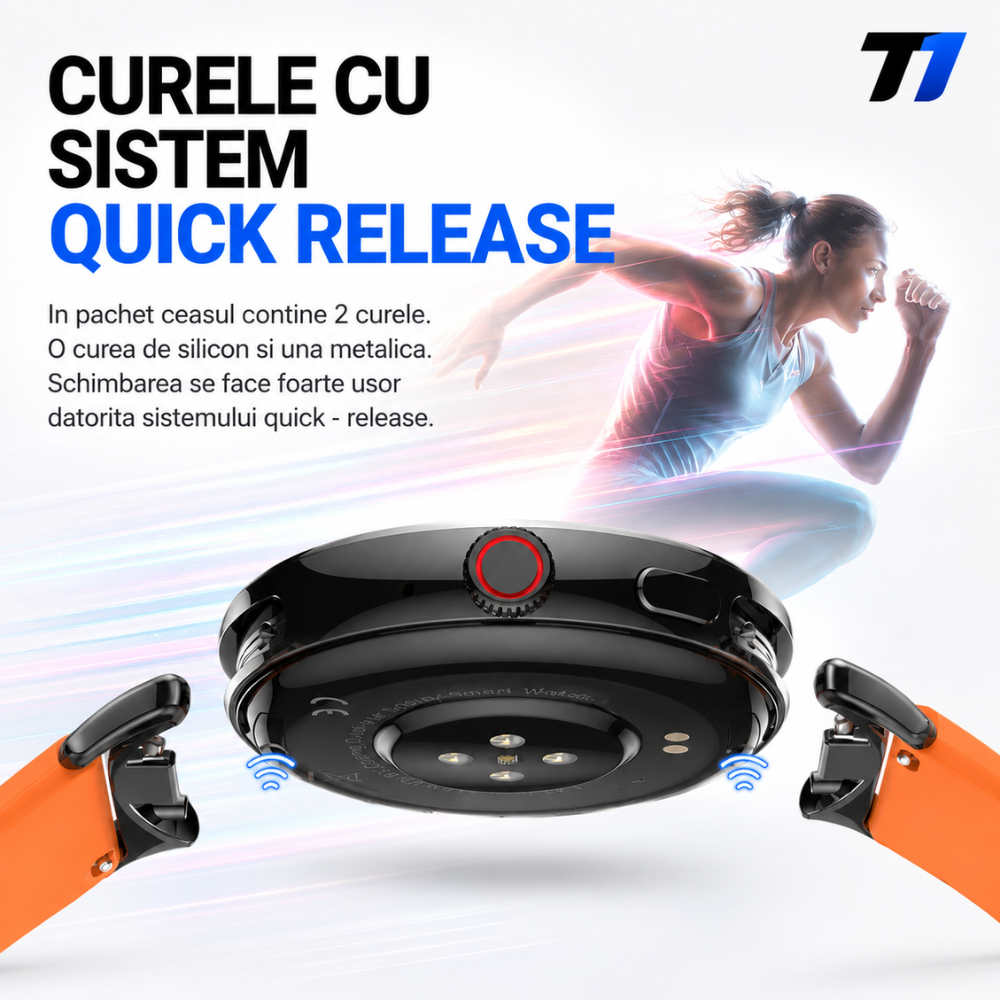 Ceas Smartwatch Barbati TechONE NeoWrist Plus, Negru
