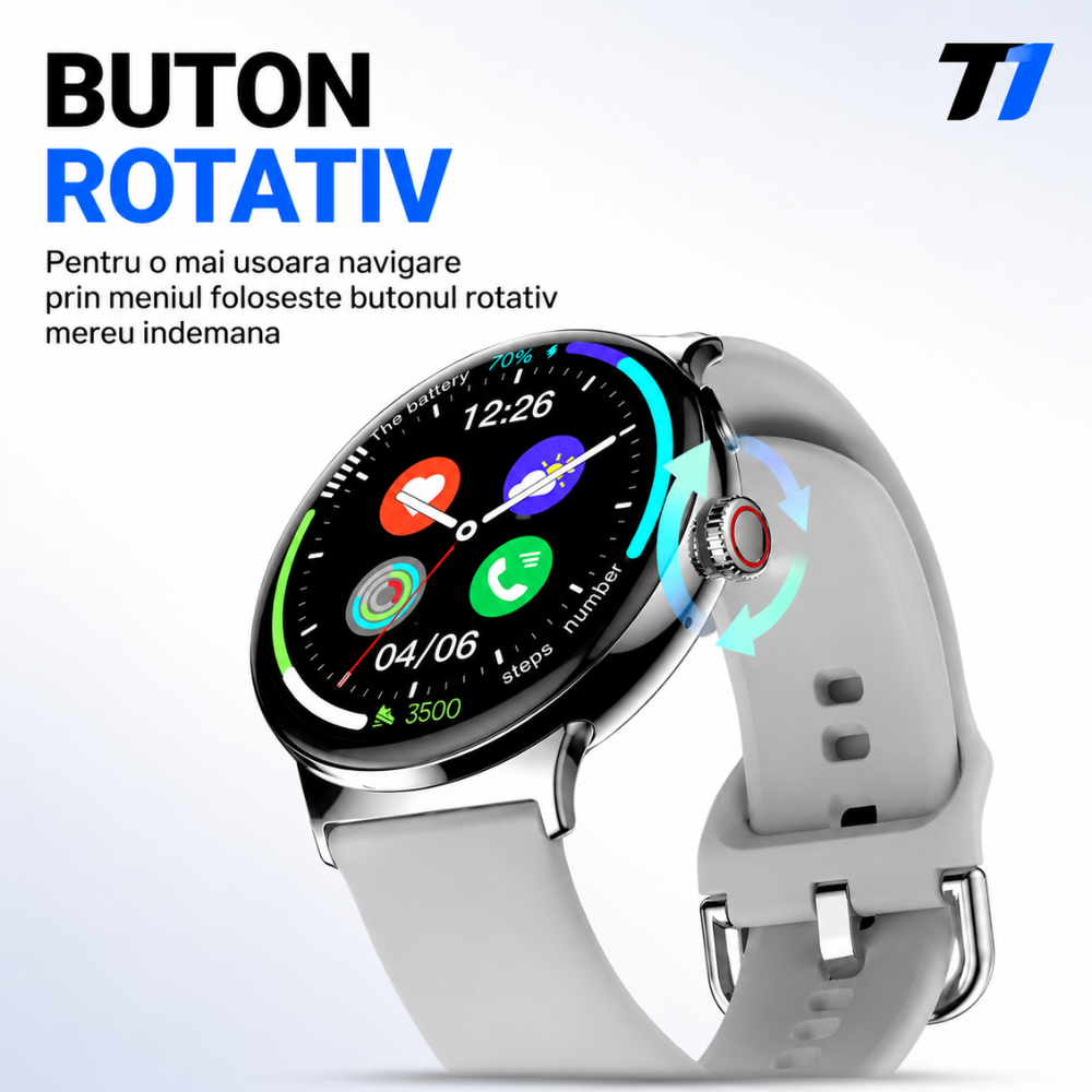Ceas Smartwatch Barbati TechONE NeoWrist Plus, Negru