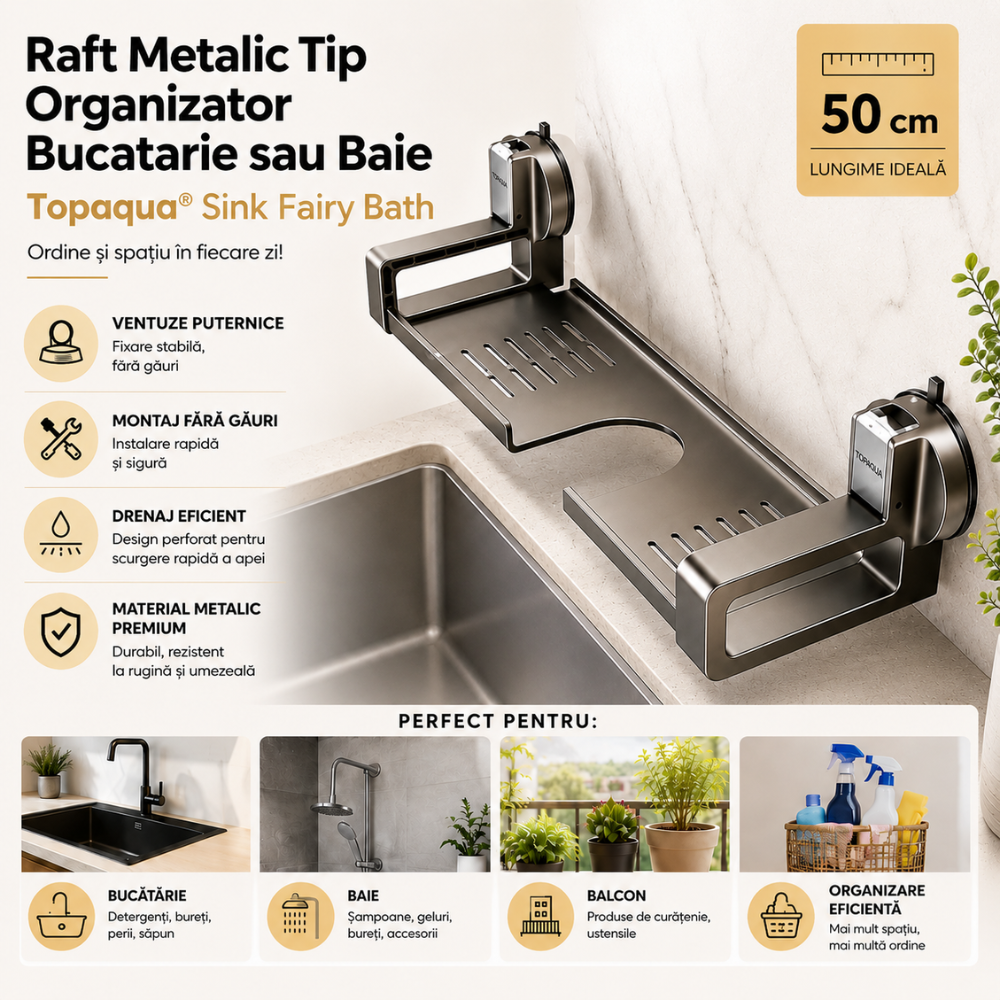 Raft Metalic Tip Etajera Baie sau Bucatarie Topaqua Sink Fairy Bath