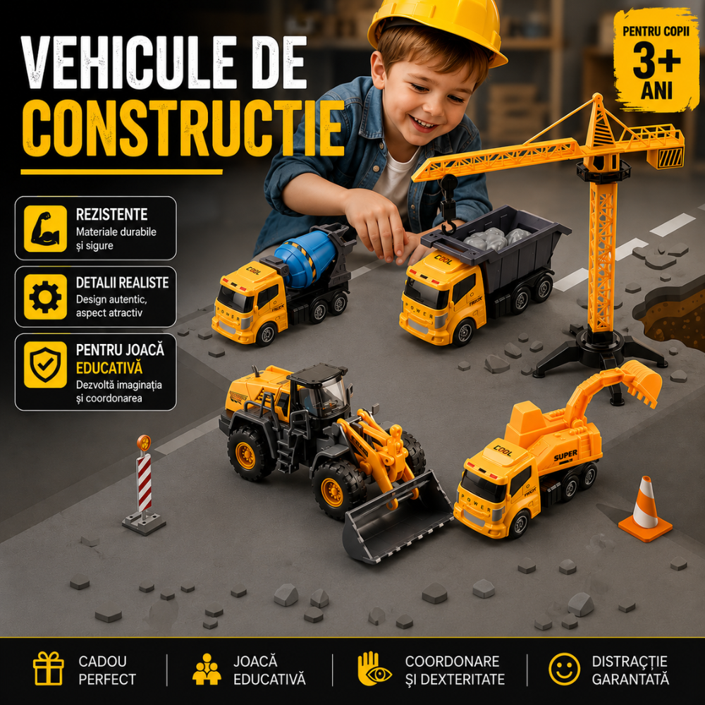 Set De Constructie Copii KidProtect Busy Builders, Galben