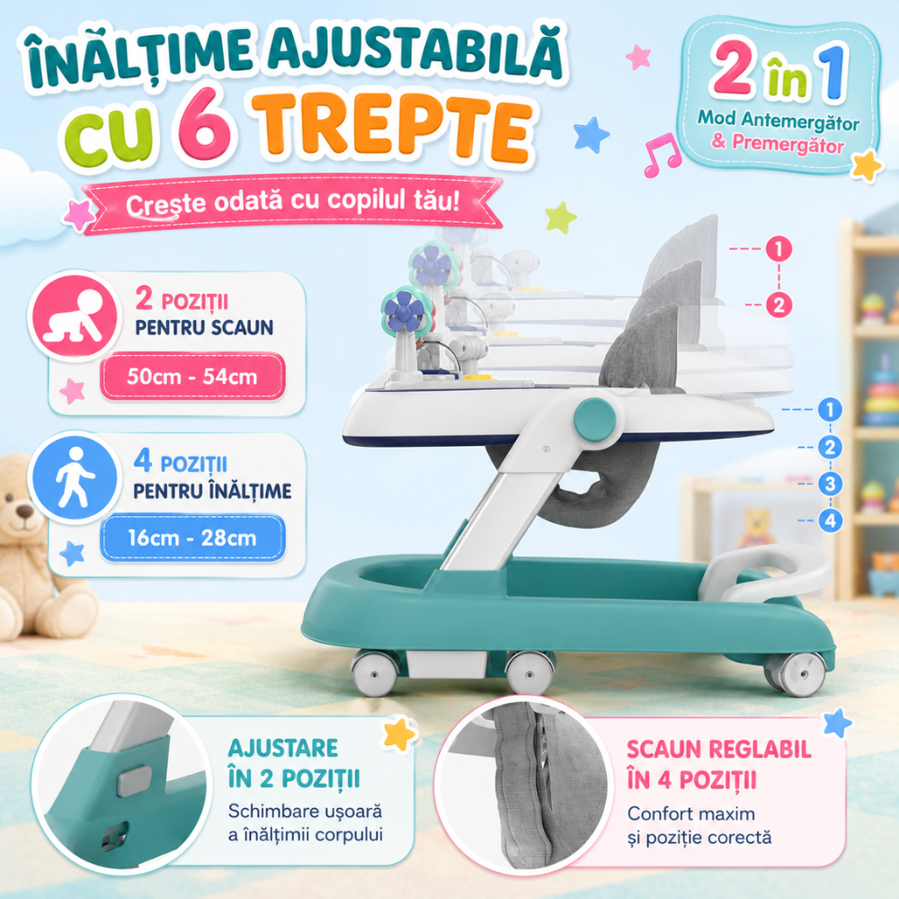 Premergator Copii 2 in 1 Reglabil 6 Trepte KidProtect Little Helper, Verde