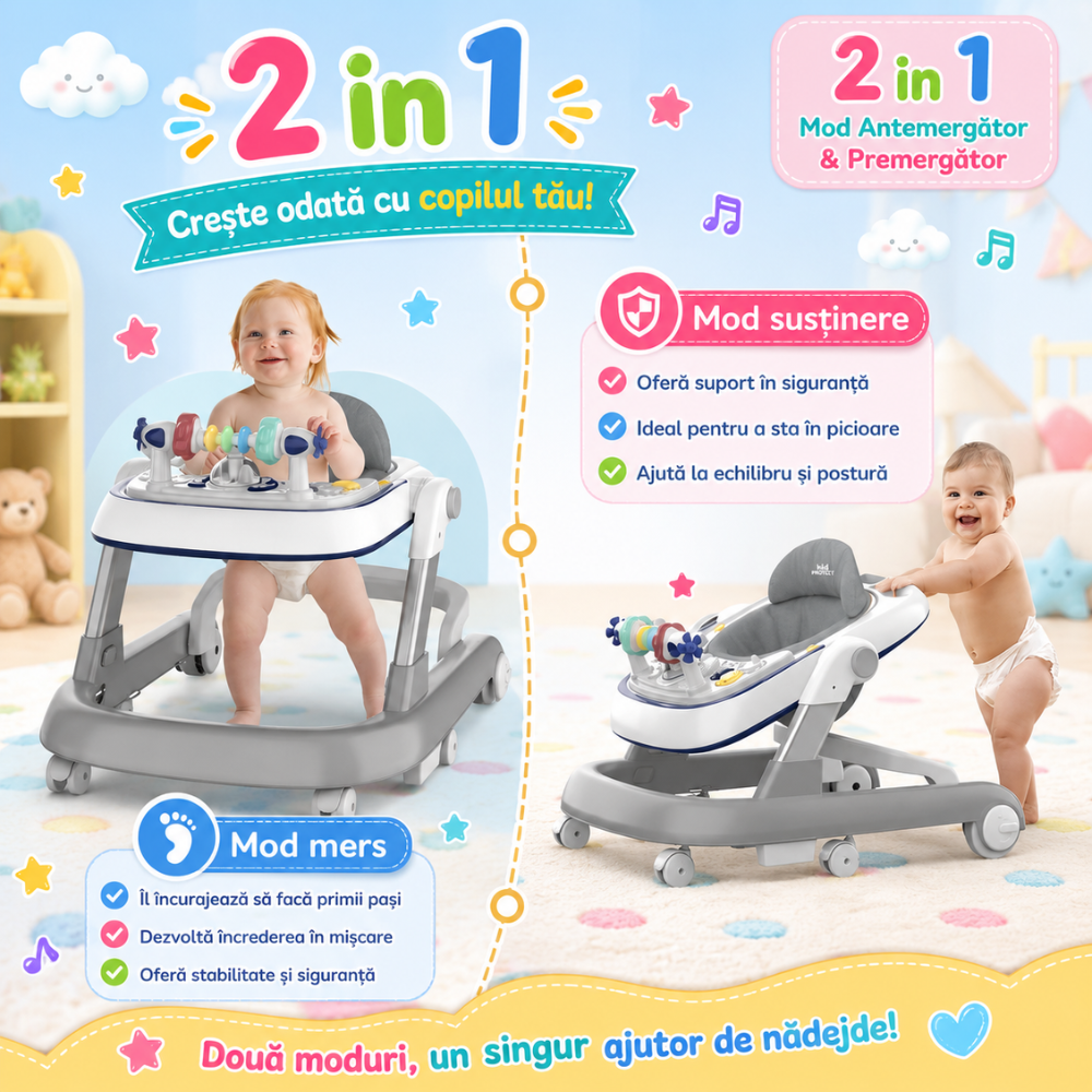 Premergator Copii 2 in 1 Reglabil 6 Trepte KidProtect Little Helper, Verde