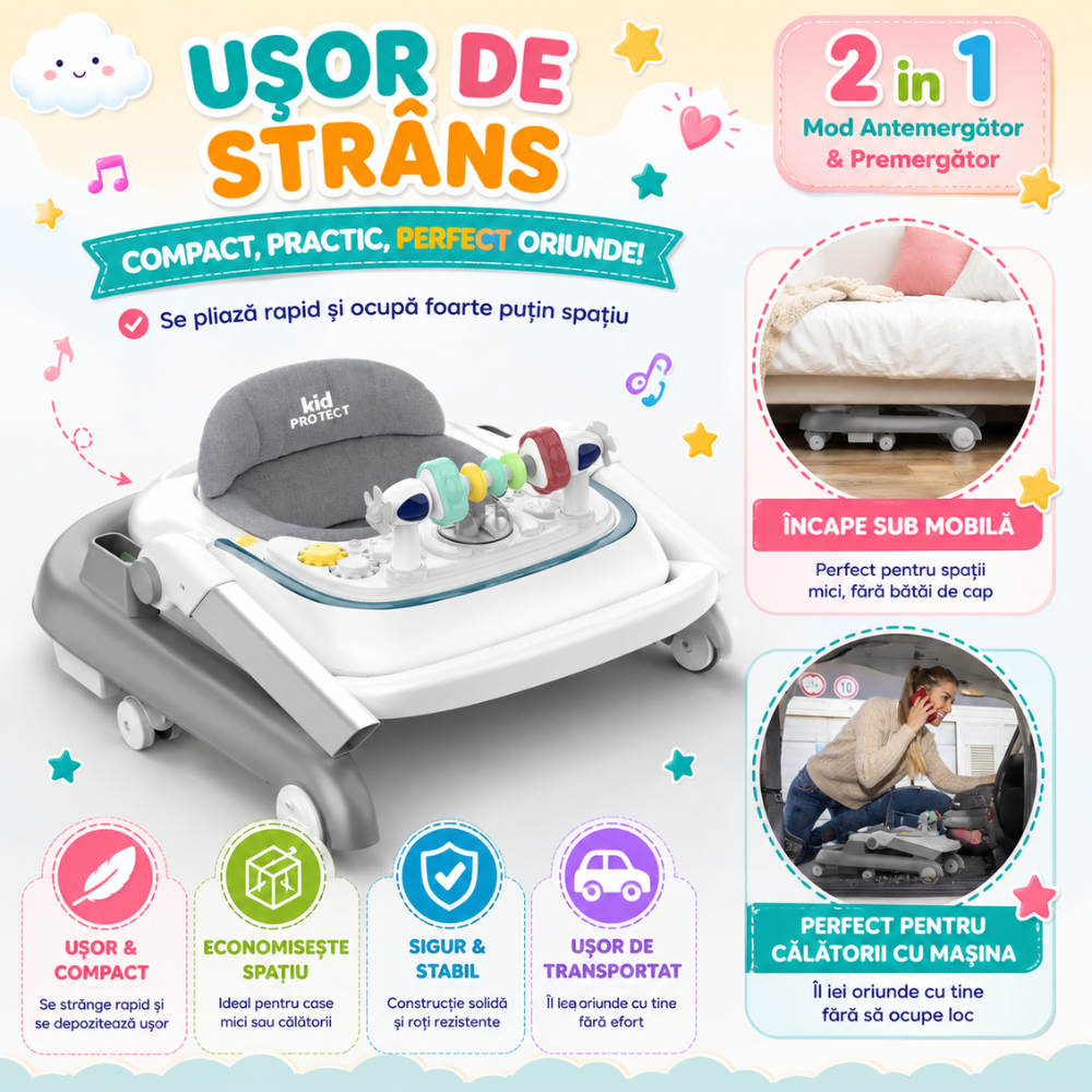 Premergator Copii 2 in 1 Reglabil 6 Trepte KidProtect Little Helper, Verde