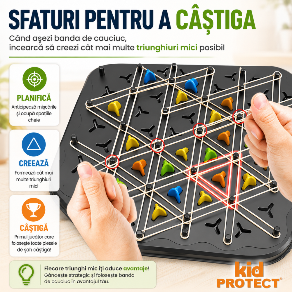 Joc de Masa Tip Sah cu Elastice De Societate KidProtect Geometry War