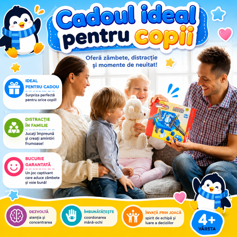 Jucarie De Echilbru Tip Joc Sparge Gheata Si Salveaza Pinguinul KidProtect Pinguin Jerry