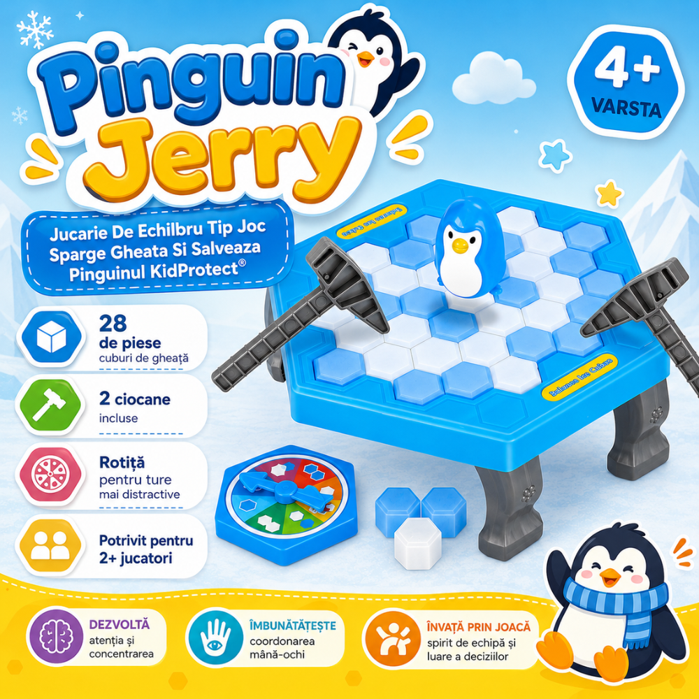 Jucarie De Echilbru Tip Joc Sparge Gheata Si Salveaza Pinguinul KidProtect Pinguin Jerry
