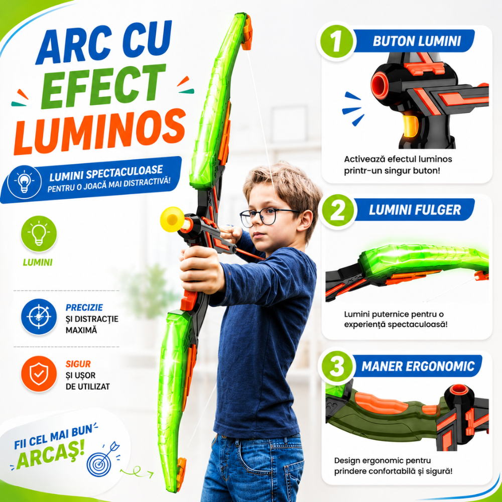 Set De Joaca Arc cu Sageti cu Ventuze KidProtect TinyArcher Pro