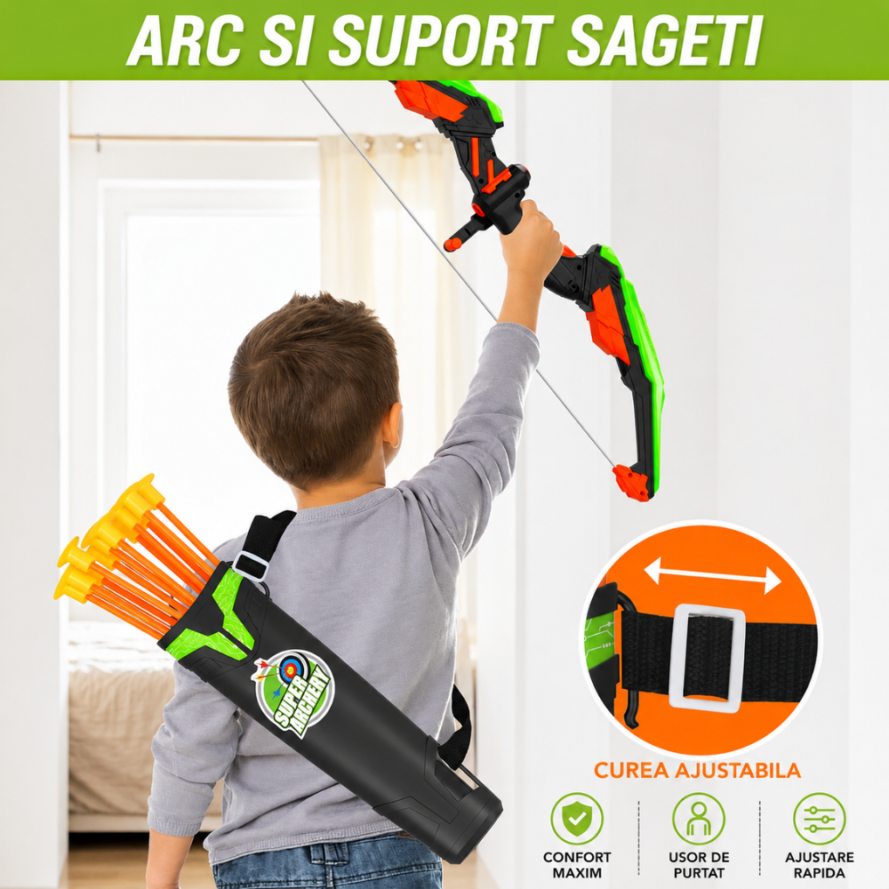 Set De Joaca Arc cu Sageti cu Ventuze KidProtect TinyArcher Pro