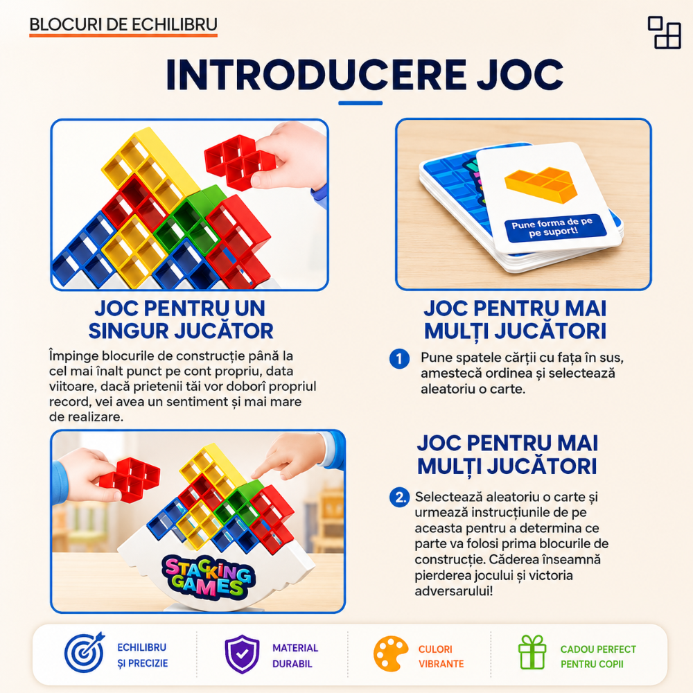 Jucarie De Echilbru Tip Joc Stivuire KidProtect Gravity Stackers