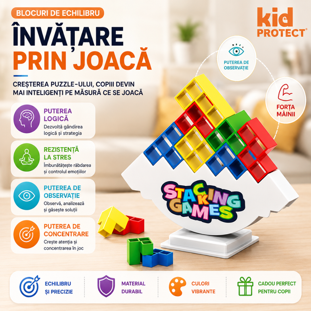 Jucarie De Echilbru Tip Joc Stivuire KidProtect Gravity Stackers