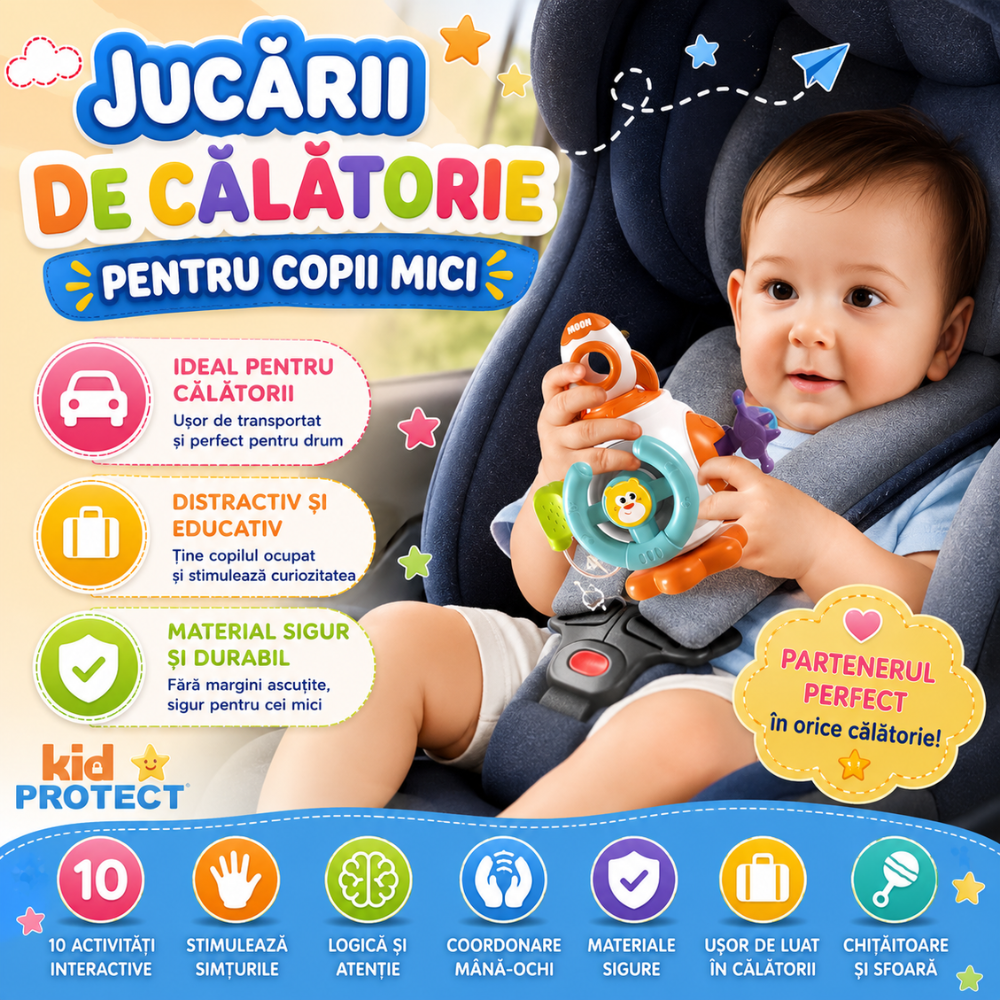 Jucarie Interactiva Bebelusi Montessori KidProtect Astro Cube