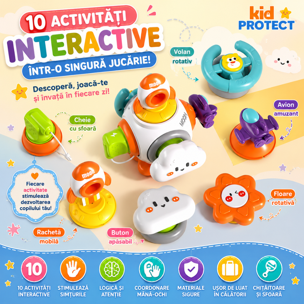 Jucarie Interactiva Bebelusi Montessori KidProtect Astro Cube
