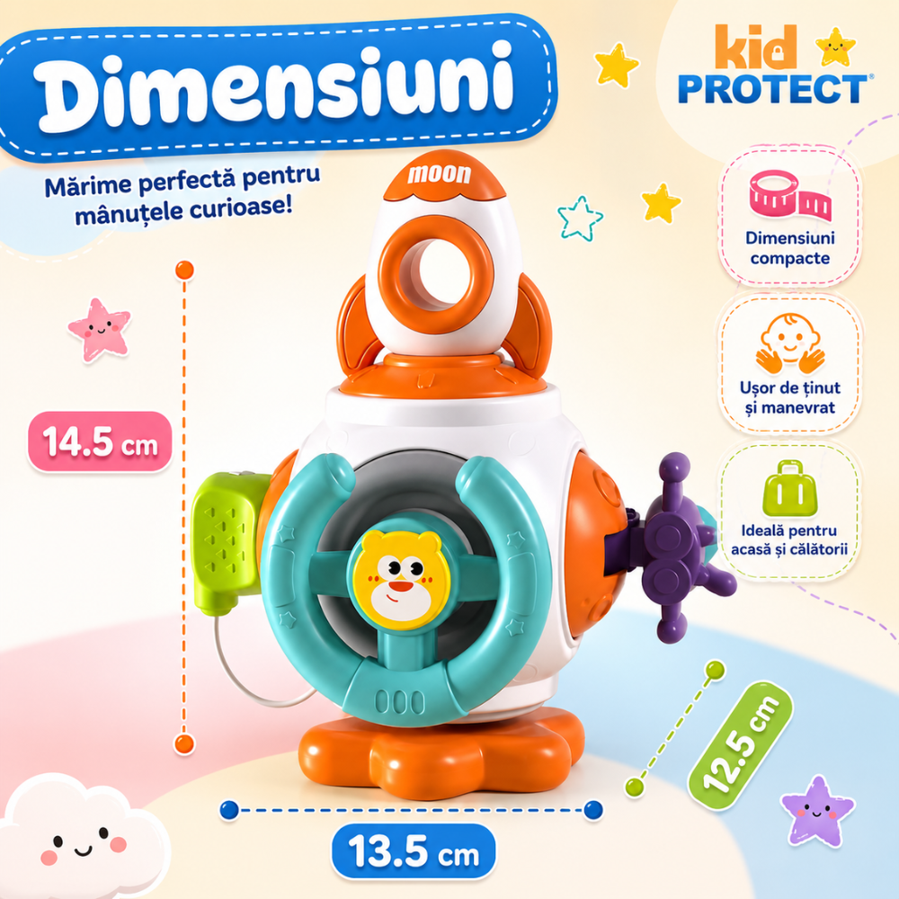 Jucarie Interactiva Bebelusi Montessori KidProtect Astro Cube