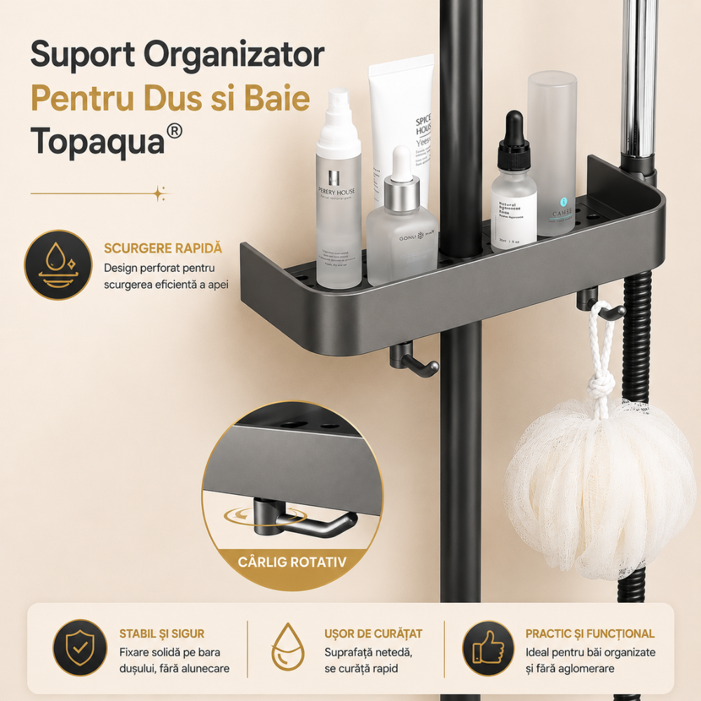 Suport Organizator Pentru Dus si Baie Topaqua Shower Helper