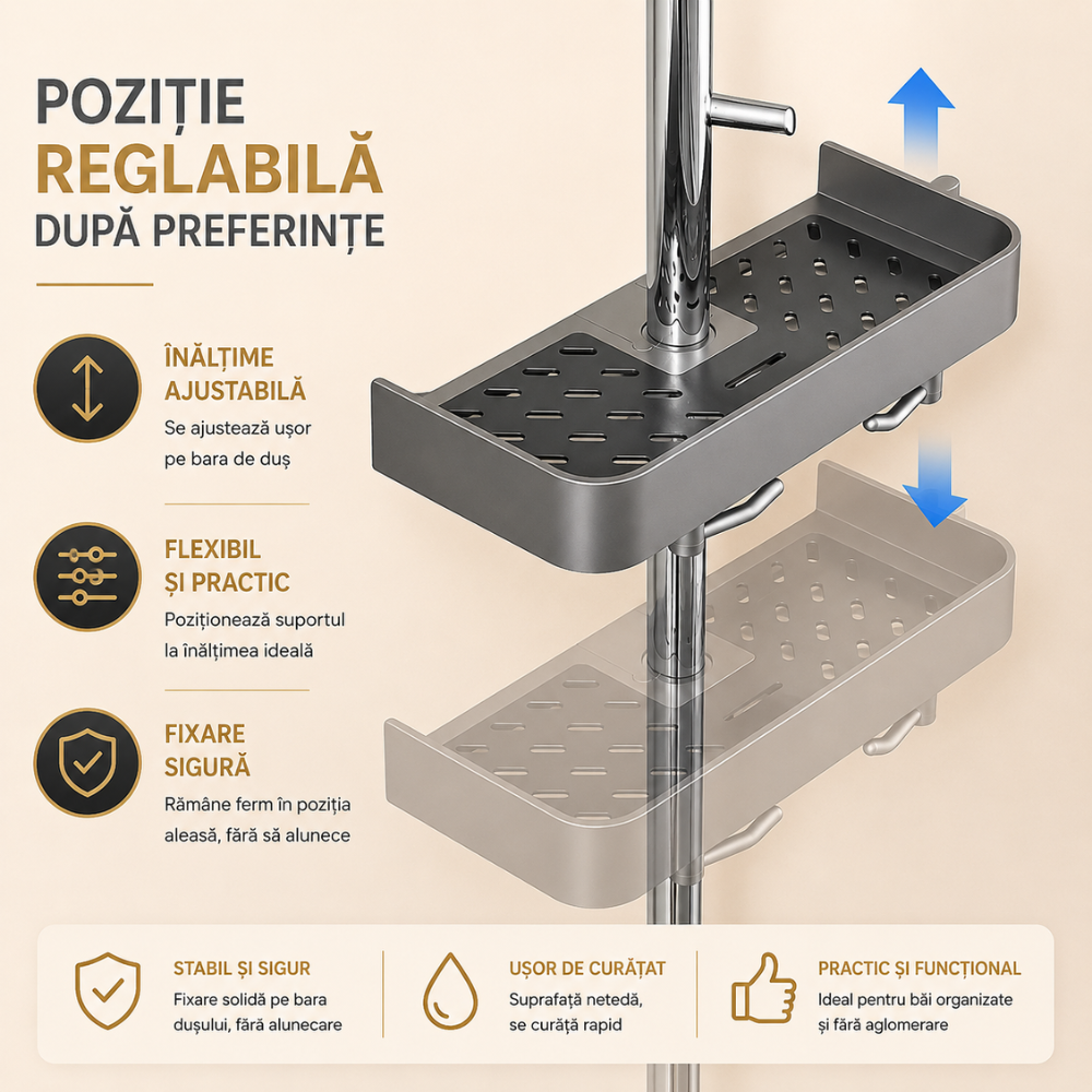 Suport Organizator Pentru Dus si Baie Topaqua Shower Helper
