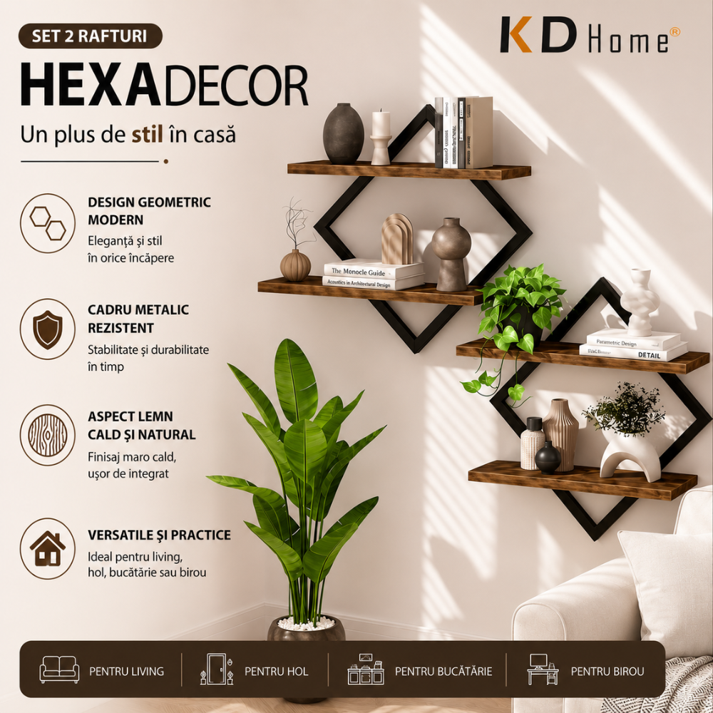 Set 2 Rafturi KD Home HexaDecor