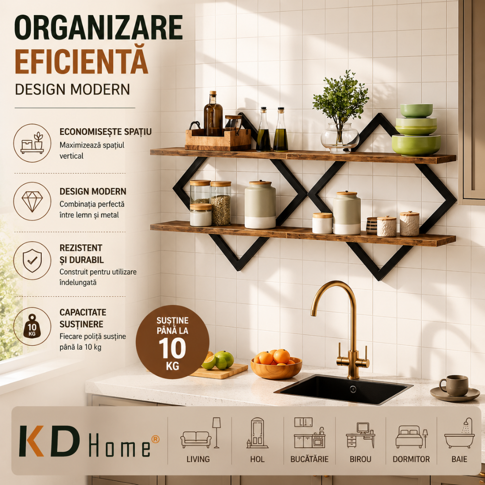 Set 2 Rafturi KD Home HexaDecor