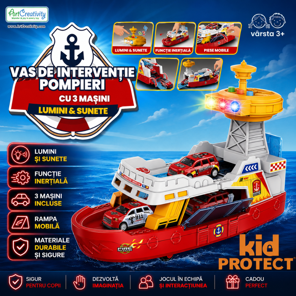 Jucarie Vaporas Tip Pompieri KidProtect SplashyRescue