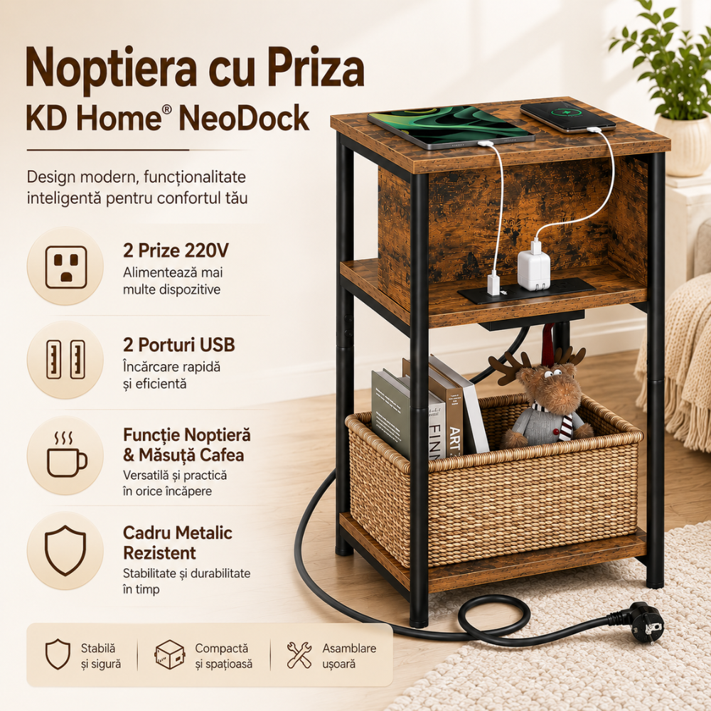 Noptiera cu Priza KD Home NeoDock