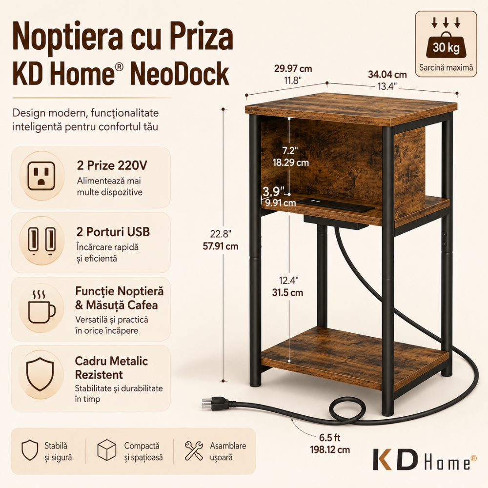 Noptiera cu Priza KD Home NeoDock