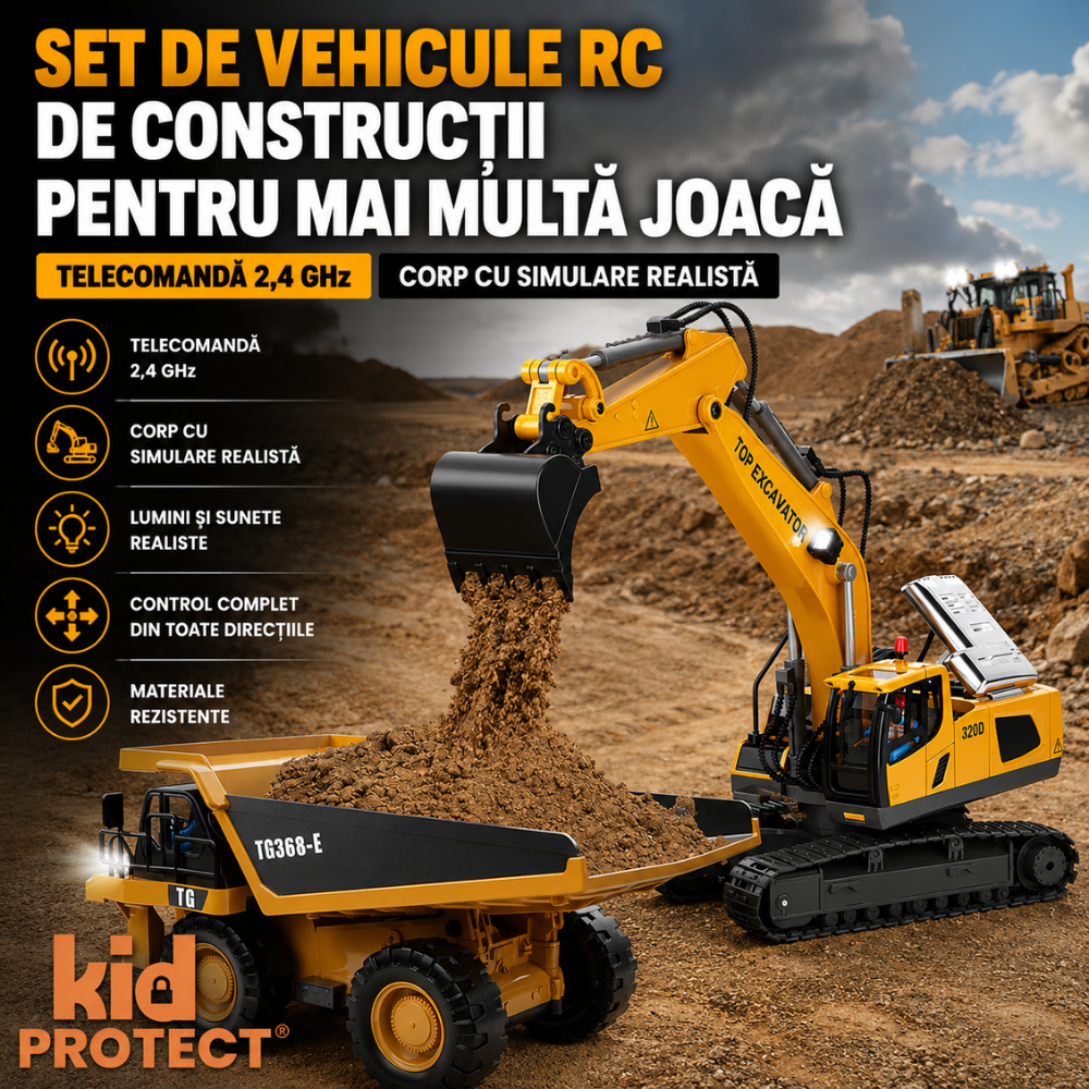 Excavator Cu Telecomanda Pentru Copii KidProtect IronClaw RC