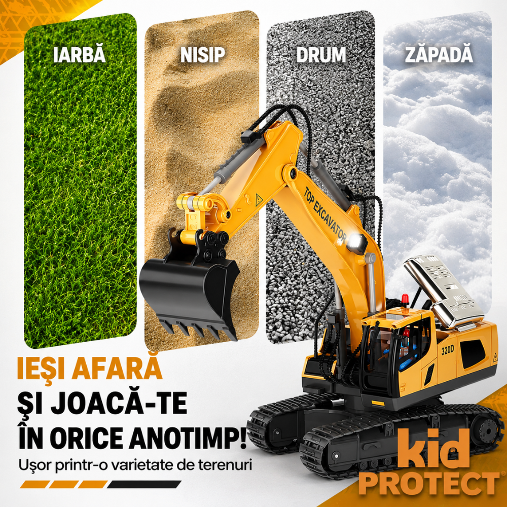 Excavator Cu Telecomanda Pentru Copii KidProtect IronClaw RC