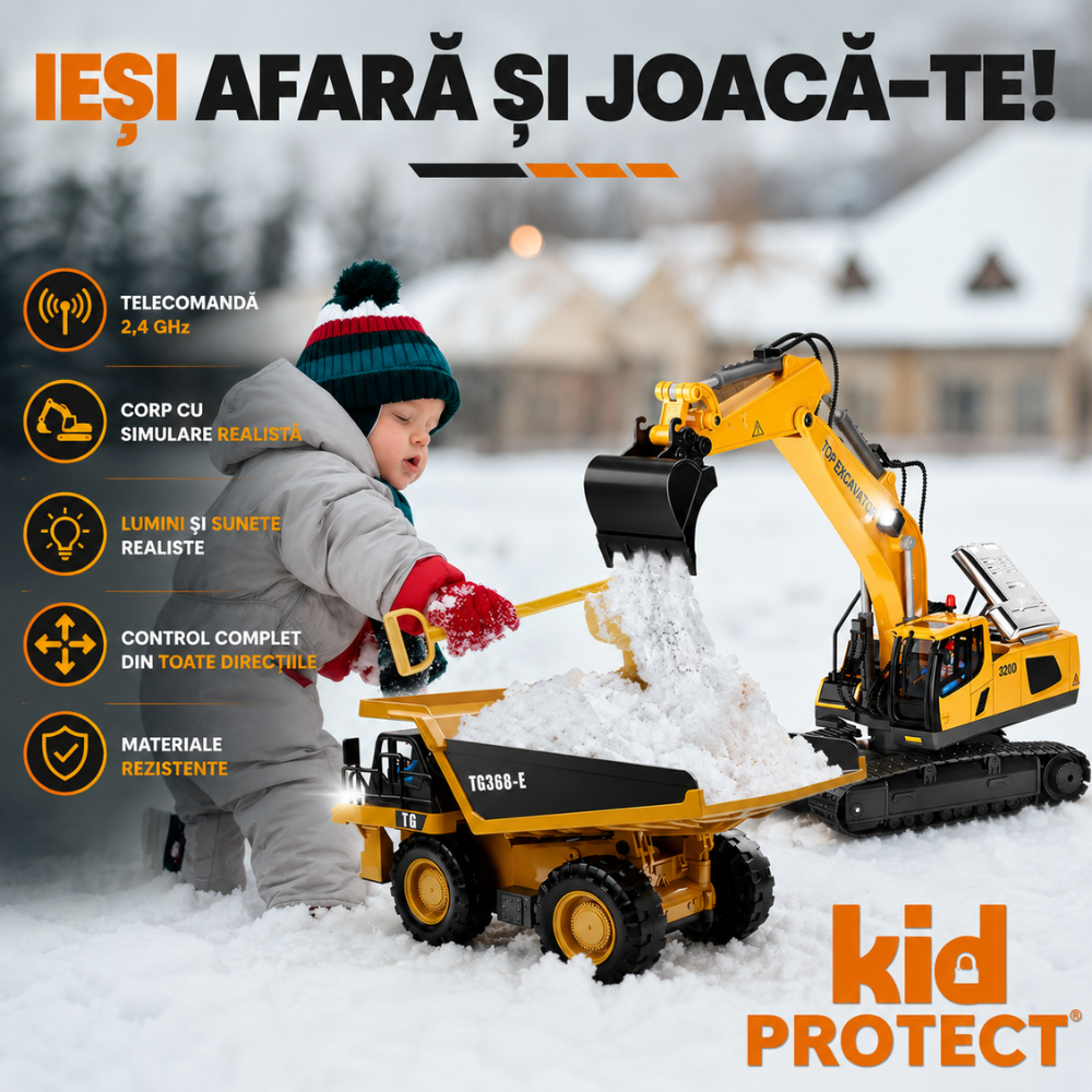 Excavator Cu Telecomanda Pentru Copii KidProtect IronClaw RC