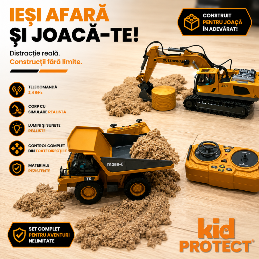 Excavator Cu Telecomanda Pentru Copii KidProtect IronClaw RC