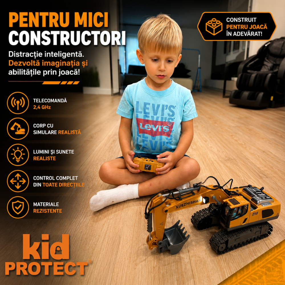 Excavator Cu Telecomanda Pentru Copii KidProtect IronClaw RC