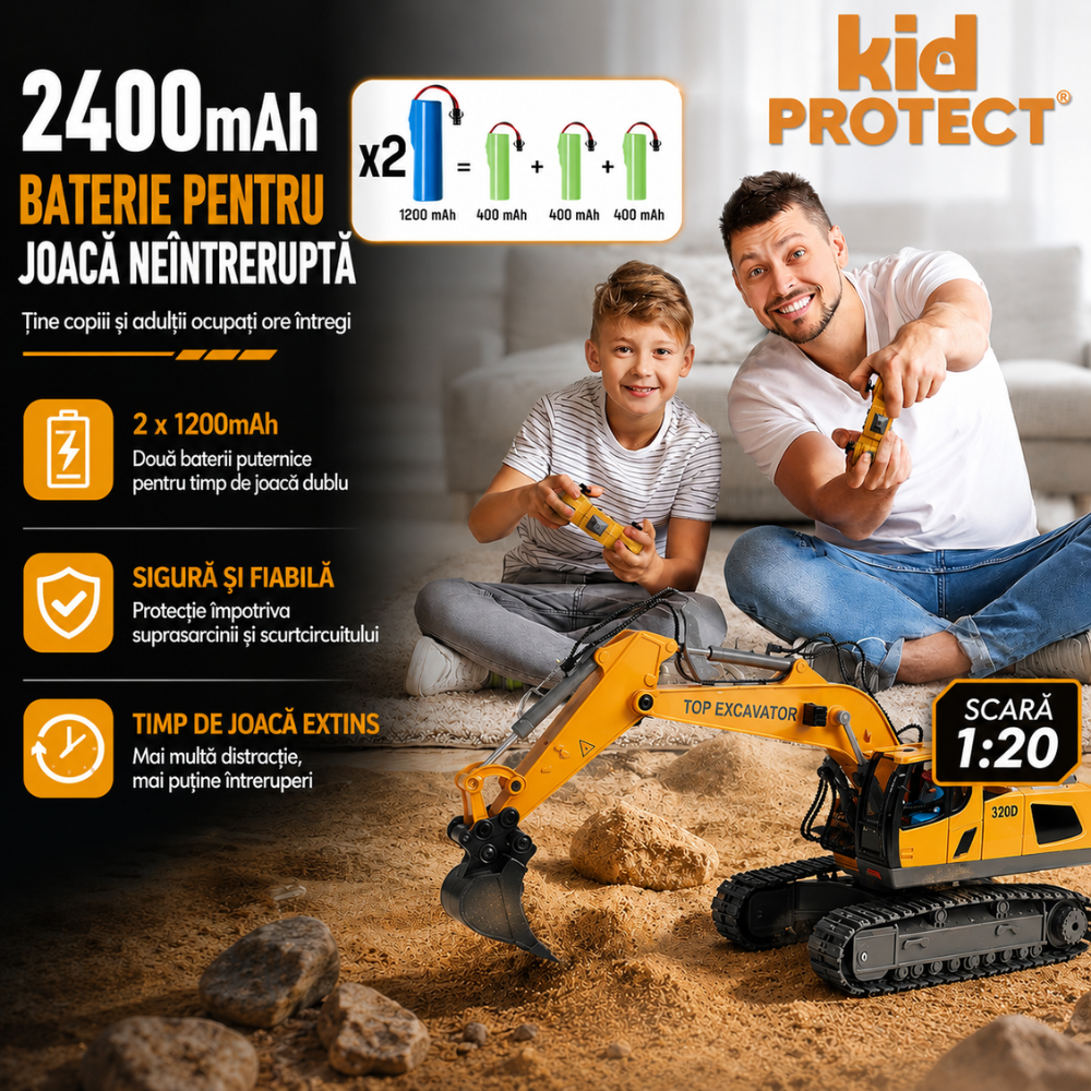 Excavator Cu Telecomanda Pentru Copii KidProtect IronClaw RC