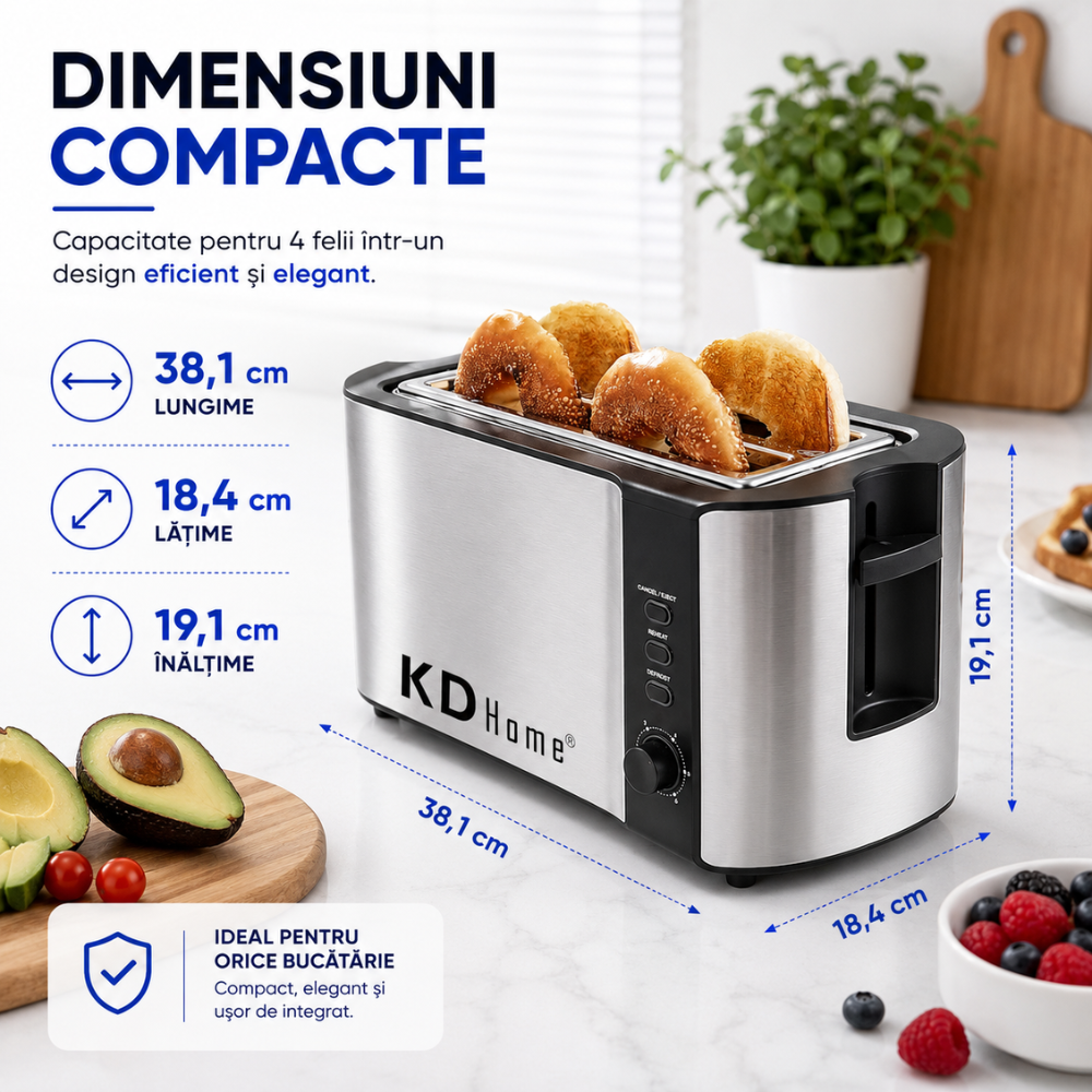 Prajitor de Paine 4 Felii Tip Toaster KD Home ToastElite Quad