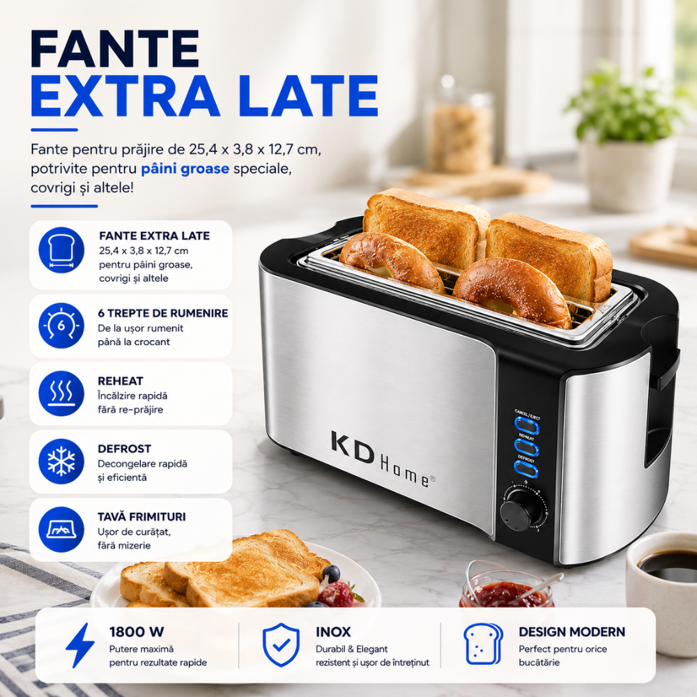 Prajitor de Paine 4 Felii Tip Toaster KD Home ToastElite Quad