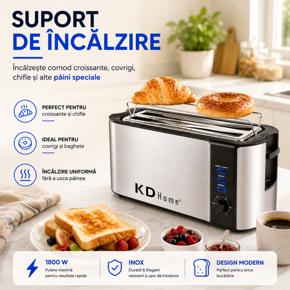 Prajitor de Paine 4 Felii Tip Toaster KD Home ToastElite Quad