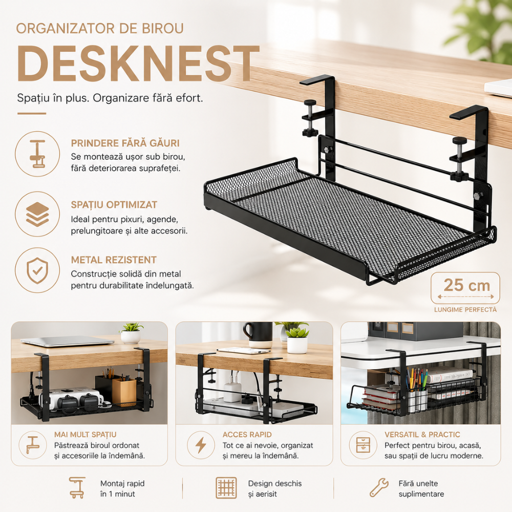 Organizator Birou Tip Suport KD Home DeskNest
