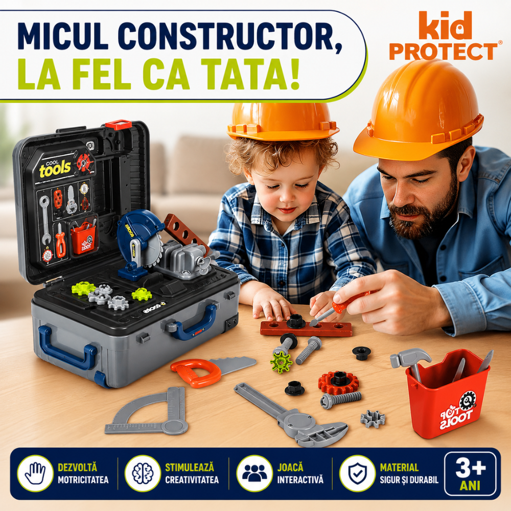 Banc de Lucru Copii 3 in 1 Kidprotect MiniBuilder Duo Case