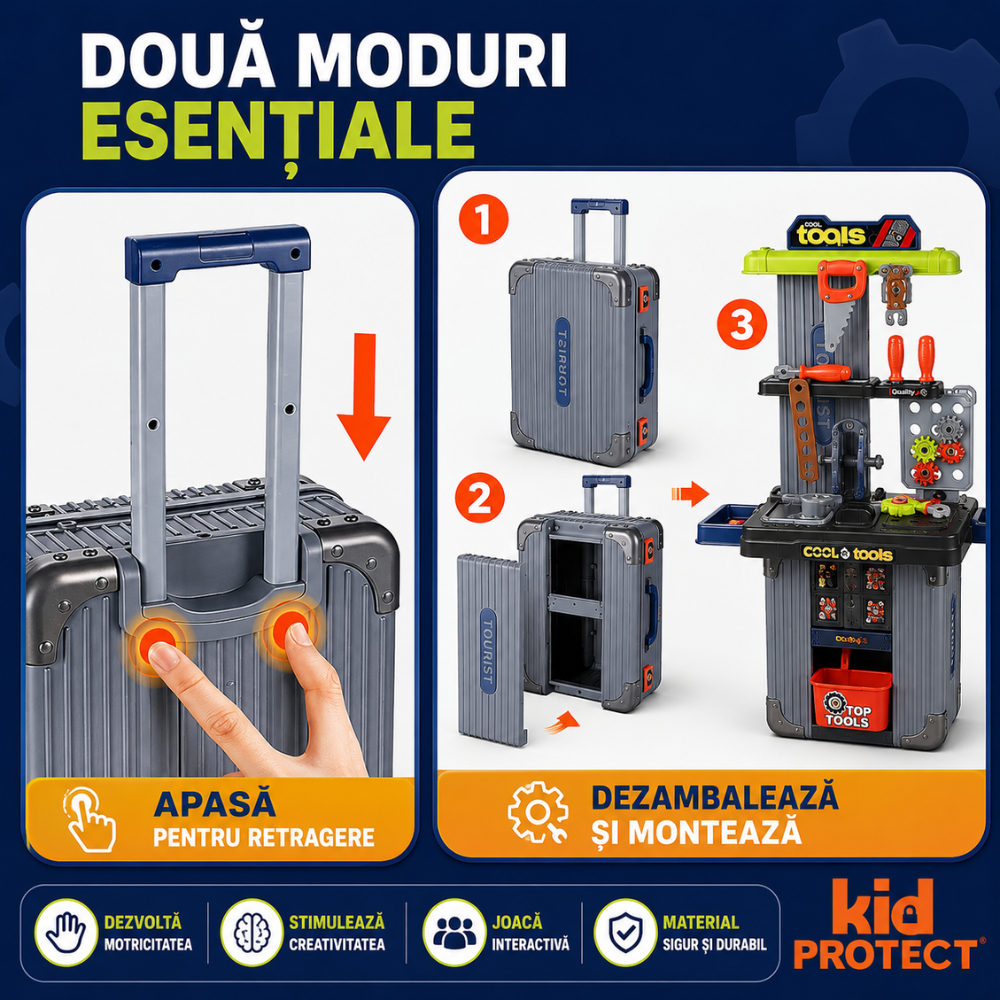 Banc de Lucru Copii 3 in 1 Kidprotect MiniBuilder Duo Case