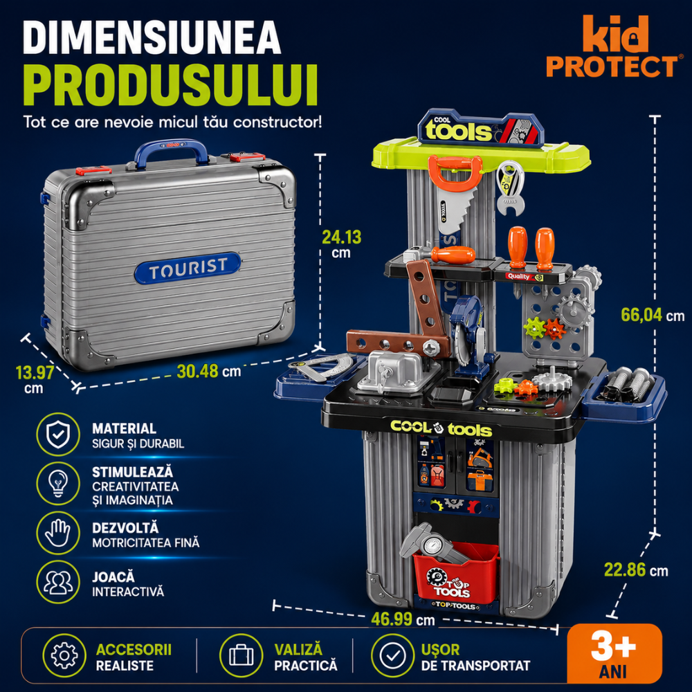 Banc de Lucru Copii 3 in 1 Kidprotect MiniBuilder Duo Case