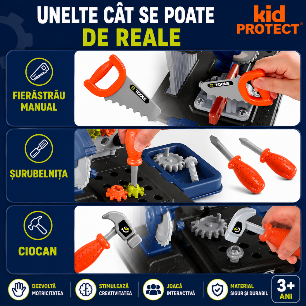 Banc de Lucru Copii 3 in 1 Kidprotect MiniBuilder Duo Case