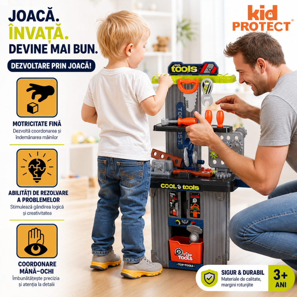 Banc de Lucru Copii 3 in 1 Kidprotect MiniBuilder Duo Case