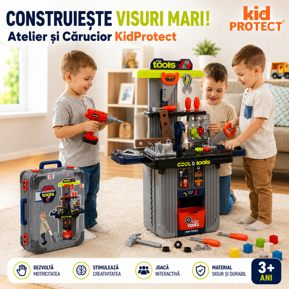 Banc de Lucru Copii 3 in 1 Kidprotect MiniBuilder Duo Case