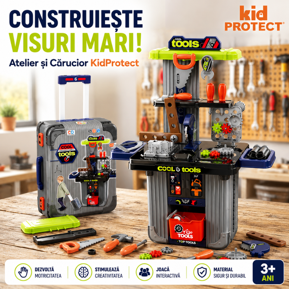 Banc de Lucru Copii 3 in 1 Kidprotect MiniBuilder Duo Case