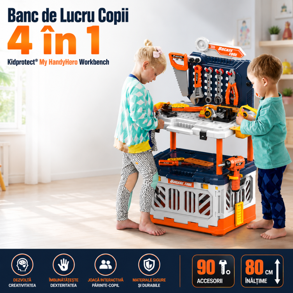 Banc de Lucru Copii 4 in 1 Kidprotect My HandyHero Workbench